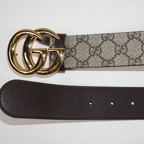 GUCCI Textured Supreme Canvas Interlocking GG 39 mm MARMONT Belt 75/30 - Picture 3 of 3
